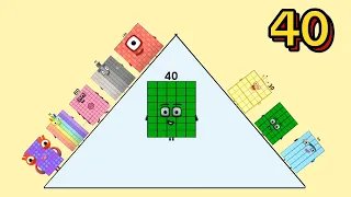 Numberblocks 10 add when moving up the pyramid from big to small in 3 stages