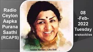 Radio Ceylon 08-02-2022~Tuesday~04 Purani Filmon Ka Sangeet - Tribute to Lata Ji -