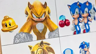 Drawing SONIC with MARIO Power-Ups | Sonic The Hedgehog