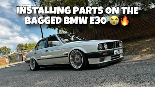 Installing & Inspecting Parts On The BAGGED BMW E30 At SLAMMED GARAGE!!! 😮‍💨🔥