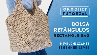 Crochet Tutorial - Rectangles Bag/ English subtitles