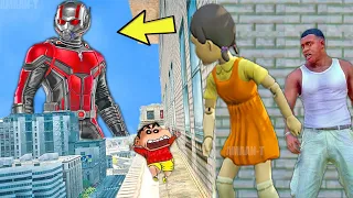 Franklin and Shinchan & Pinchan play HIDE AND KILL with Squid Game Doll In GTA 5