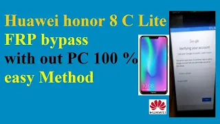 Huawei bypass honor 8 c lite frp google account without pc 100%