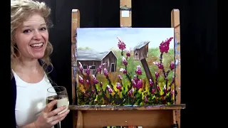 Country Barn and Birdhouse | Paint and Sip at Home | Acrylic Tutorial