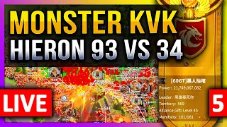 Monster KVK:  Hieron 93 vs 34 🔥 LIVE! 🔴 7 IMP: C11676, 1960, 1365, 1534