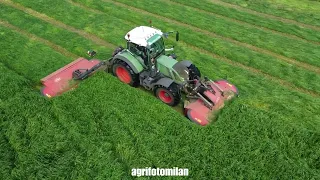 Loonwerk Stann met een Fendt vario 722 met Vicon voor en zij maaier / Kaprijke