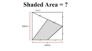 How to calcualte the shaded Area in this square? | square and triangles | unknown Area Math Problem