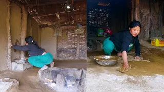 Cow dung smearing || Cleaning my floor in Rural Nepal @AloneAdhirajnepal