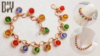 How to make a chain bracelet | String of colorful Christmas lights | simple bead jewelry 1010