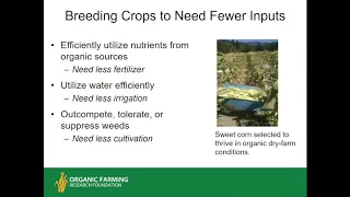 Breeding New Cultivars for Soil enhancing Organic Cropping Systems in the Western Region