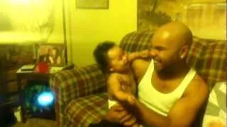4 month old baby laughing. funny!