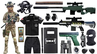 Open box special police weapon toy gun set, AK47, M416 rifle, AWM sniper gun, Glock pistol, bomb