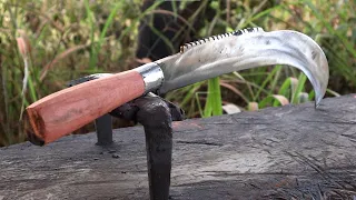 E33 KNIFE MAKING - AMAZING BILLHOOK KNIFE OUT OF A RUSTED CHAINSAW