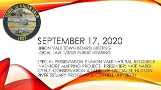 September 17, 2020 Union Vale Town Board Meeting & Public Hearing