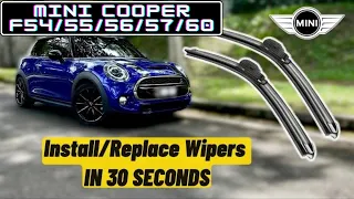 How To Install/Replace Wipers In 30 Seconds - Mini Cooper F55 / F56