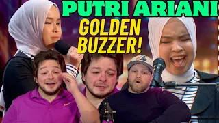 First Time Reaction - Putri Ariani receives the GOLDEN BUZZER from Simon Cowell AGT 2023