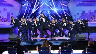 On the america's got talent red carpet with air force academy a cappella group in the stairwell