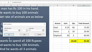 Solution to Puzzle using Excel Solver function