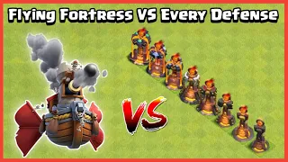 Flying fortress Vs Every level Defense Formation Clash of clans | flying fortress coc