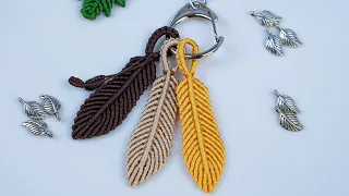 Macrame keychain | DIY Handmade Macrame | How to make Macrame feathers 🌿🍀🍂