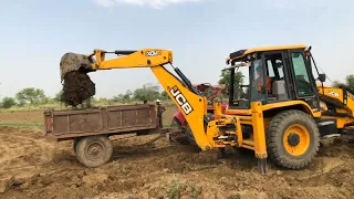 JCB 3dx Eco Working Loading Mud Mahindra 275 Eicher 485 John Deere Tractor with Trolley | Jcb Video