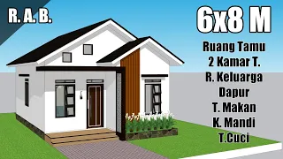 Rumah Kecil Super Lengkap !! - Desain Rumah Minimalis Sederhana 6x8 Meter 2 Kamar Tidur