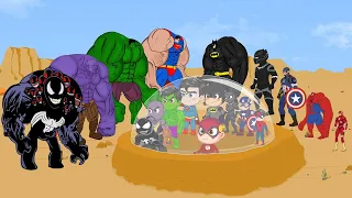 Team Hulk,Spiderman,BatMan Baby & Team Hulk , Superman: lying up from the sand pit Evolution Mystery