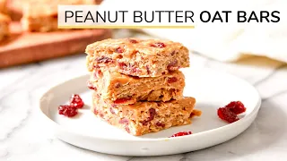 NO BAKE PEANUT BUTTER OAT BARS | 4-ingredient oatmeal bars