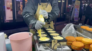 Double Cheese Pancakes - Famous Coin Cheese Waffles - Korean Street Food