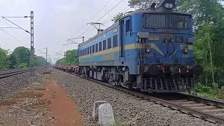 Empty Mode | Flat Bed | BFNV Steel Container Carrying Wagon train |  Blue WAG-7 | Indian Railways