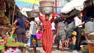 4K HUGE OPEN AFRICAN STREET MARKET GHANA ACCRA MAKOLA