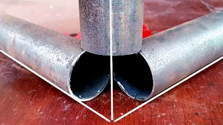 very few people know, the secret of the welder cuts round pipe 90 degrees in three directions