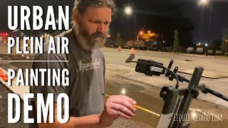 Night Time Urban Plein Air Painting | Painting Demo of Excavator on Witchduck Road | LIQUIDMETHOD