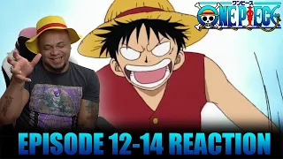 LUFFY GETS SERIOUS! - FIRST TIME WATCHING ONE PIECE EP 12-14: BLIND REACTION VIDEO