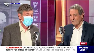 Le professeur Eric Caumes face à Jean-Jacques Bourdin sur RMC et BFMTV