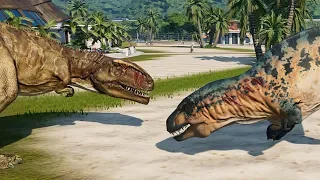 2 Acrocanthosaurus & 2 Giganotosaurus Breakout & Fight! Jurassic World Evolution (4K 60FPS)