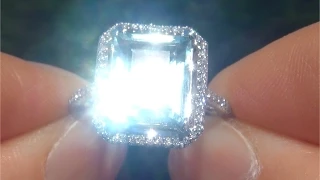 Estate 3.79 ct Natural Aquamarine Diamond 14k White Gold Vintage Cocktail Ring - A141701