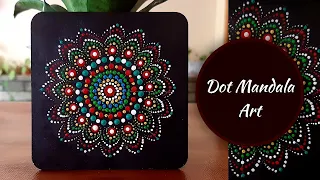 Mandala Art // Dot Mandala Art For Beginners // Dot Mandala On Tea Coaster // Dot painting //