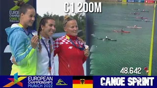 C1 Women 200m Final  | JACOME Antia CHAMPION | European Championships Munich 2022