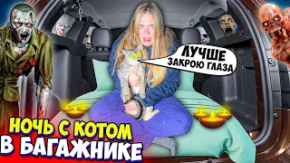 НОЧЬ С КОТОМ В МАШИНЕ! НАС ЗАПЕР ЗЛОЙ КЛОУН НА 13 ЧАСОВ...