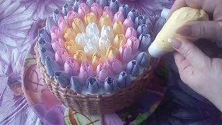 Торт *Корзинка с тюльпанами*）Cake * Basket with tulips *）