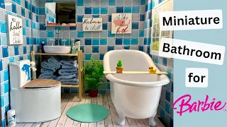 DIY How to make a FOLDING MINIATURE BATHROOM from a BARBIE STYLE BOX for dolls Mini Doll Room/toilet