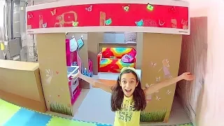 TOUR PELA CASA DE PAPELÃO ★ Cozinha, Sala e Quarto na minha casinha feita com caixas★ LELÊ NO CANADÁ