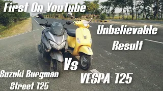 Suzuki Burgman Street 125 Vs Vespa 125 Race | Top End | Highway Battle