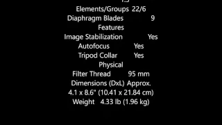 Sigma 50-500mm f4.5-6.3 APO DG OS HSM Spec