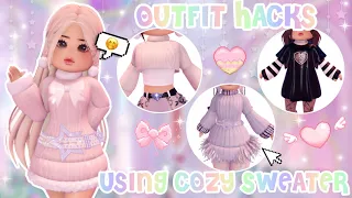 5 Super Cute Outfit Hacks Using the Cozy Sweater!! Roblox Royale High | LauraRBLX