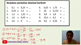 Kerjakan perkalian desimal berikut 1. 0,1 x 0,25 =, 2. 0,45 x 2,4=, 3. 1,4 x 1,02 =, 4. 1,6 x 0,45=