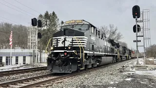 2+ Mile Long Train, 4 Locomotives Drops The Signal!  2 Mid Train DPUs, Norfolk Southern Trains!