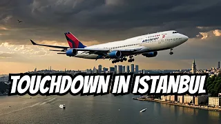 Delta Airlines Boeing 747 attempting to Landing at Istanbul international airport