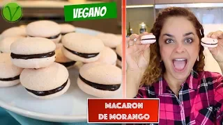 MACARON DE MORANGO VEGANO #640 | Receitas da Mussinha